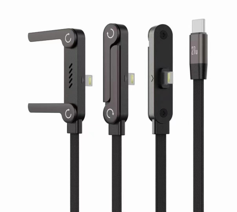 Type-C kabel s L-oblikom, pleteni, brzo punjenje, 1–2 m, crni, za tablete i telefone