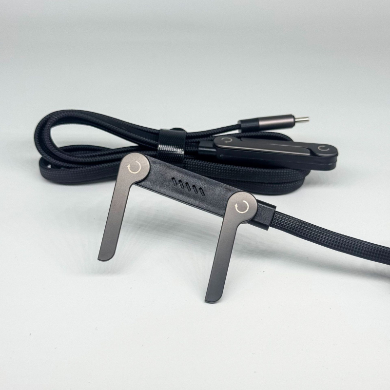 Type-C kabel s L-oblikom, pleteni, brzo punjenje, 1–2 m, crni, za tablete i telefone