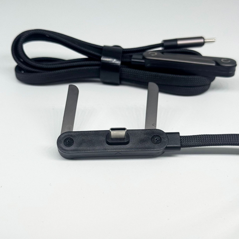 Type-C kabel s L-oblikom, pleteni, brzo punjenje, 1–2 m, crni, za tablete i telefone
