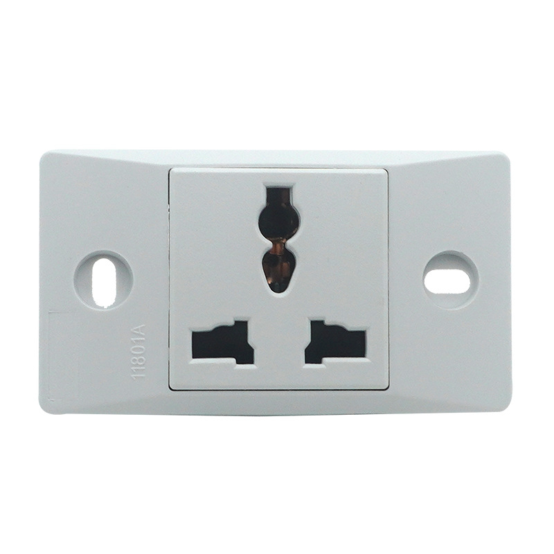 11801A Priză industrială 1 canal, placă îngustă, 10A, standard național, priză multifuncțională cu 3 pini plate