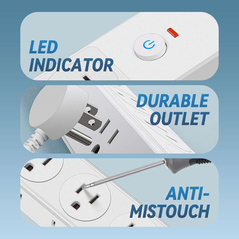Višenamjenski USB produžni kabel sa zaštitom od preopterećenja, bakar, 10 A, 125 V, dimenzije 235×40×48 mm