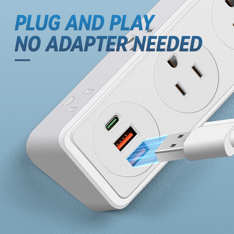 Višenamjenski USB produžni kabel sa zaštitom od preopterećenja, bakar, 10 A, 125 V, dimenzije 235×40×48 mm