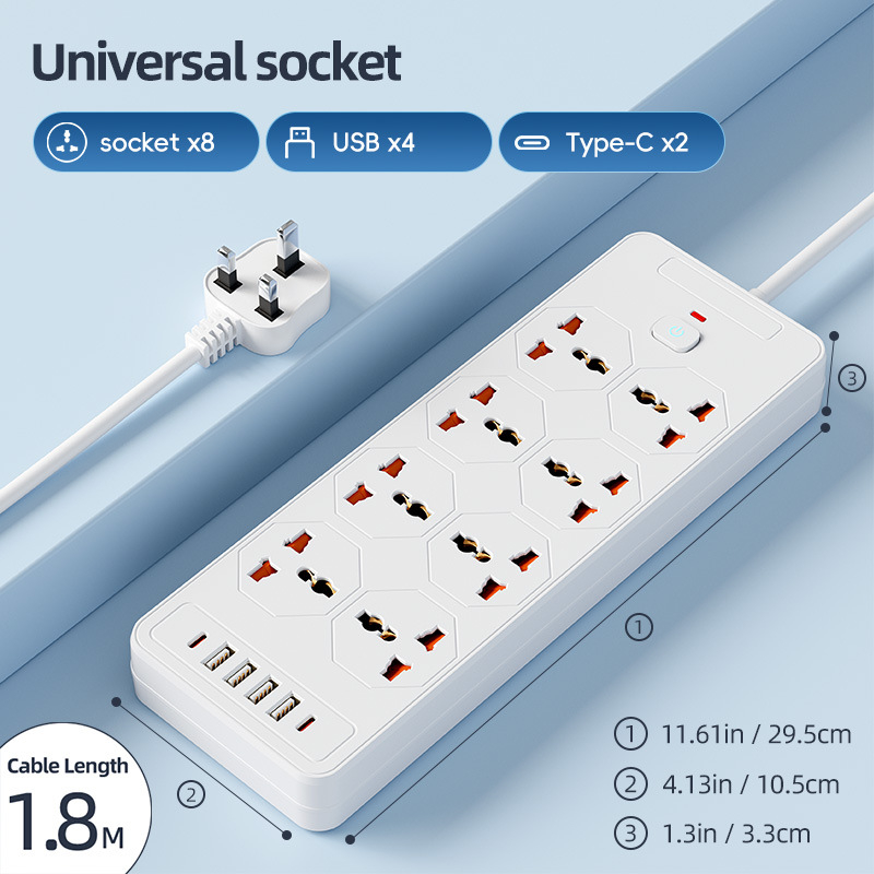 Produžni blok 1,8 m s 6 USB priključcima, britanski standard
