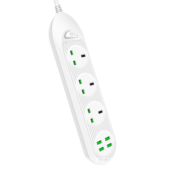 Pametna produžni ploča s USB portovima, britanski standard, kabelom i više utičnica