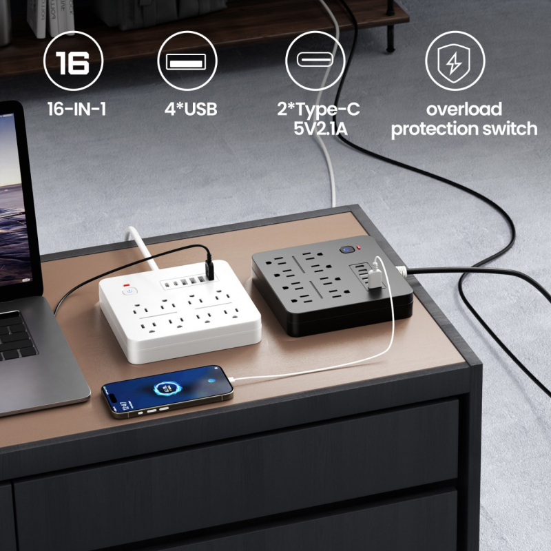 16-u-1 višenamjenski produžni priključni blok s USB za kućnu i uredsku upotrebu