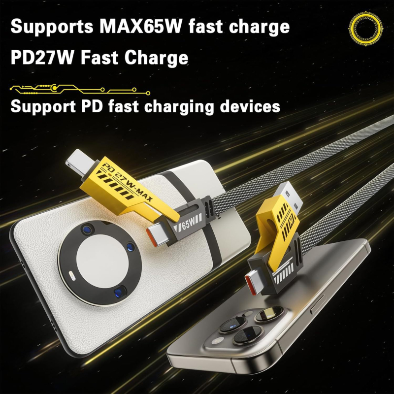 Najlonski USB-C kabel za podatke s PD brzim punjenjem do 65W/27W, kompatibilan s Apple i Android uređajima, duljina 0,5–1 m.