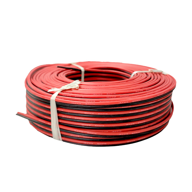 Διπλός αγωγός σιλικόνης 8 AWG, κόκκινο-μαύρο, ευέλικτος, αντοχή σε υψηλές/χαμηλές θερμοκρασίες έως 200°C, 600V, καλώδιο ισχύος για μπαταρίες νέας ενέργειας και μοντέλα αεροπλάνων