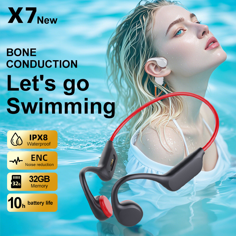 X7 Bluetooth slušalice s kostnom provodljivošću, otvorenog dizajna, ne ulaze u uho, udobne za dulje nošenje, za sport, trčanje i plivanje