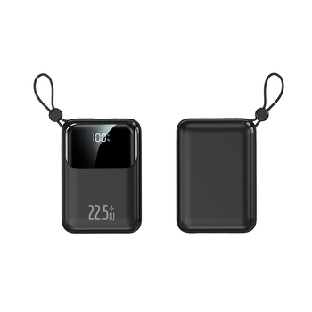 3C certificirana power banka, mini s ugrađenim kabelom, 22.5W, 20000mAh visok kapacitet, prilagodljiv dar