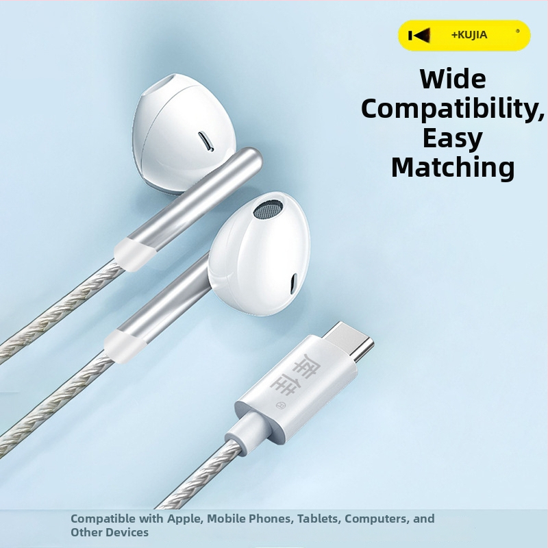 Kujia 1,2 m Type-C žične slušalice za uho, polu-in-ear dizajn, dobar zvuk za glazbu i pozive