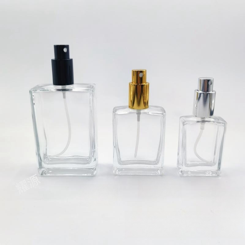 Staklena bočica za parfem s navojnim vratom, ravno kvadratnog oblika, fin sprej, prazna bočica za dopunu (30/50/100 ml)