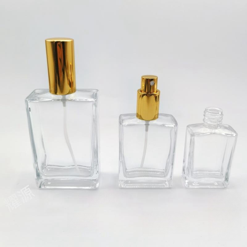 Staklena bočica za parfem s navojnim vratom, ravno kvadratnog oblika, fin sprej, prazna bočica za dopunu (30/50/100 ml)
