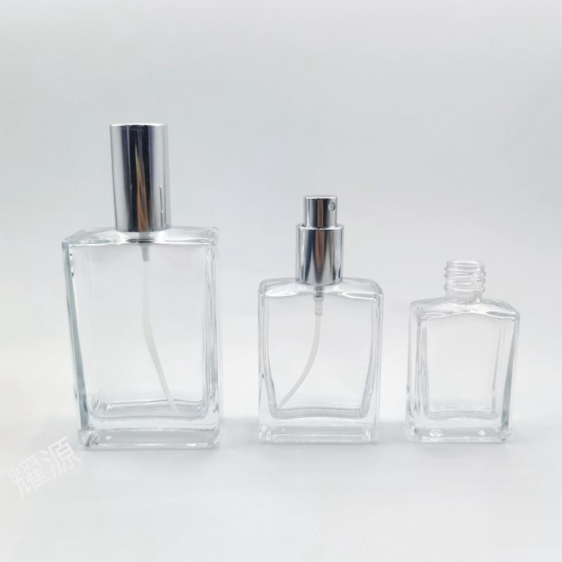 Staklena bočica za parfem s navojnim vratom, ravno kvadratnog oblika, fin sprej, prazna bočica za dopunu (30/50/100 ml)