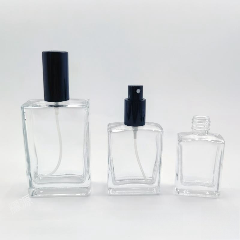 Staklena bočica za parfem s navojnim vratom, ravno kvadratnog oblika, fin sprej, prazna bočica za dopunu (30/50/100 ml)