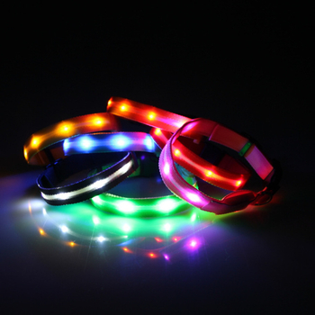 LED svjetleći kaiš za psa s mrežastim dizajnom 2.0, prilagodljiva oznaka, treperi LED, najlonska traka