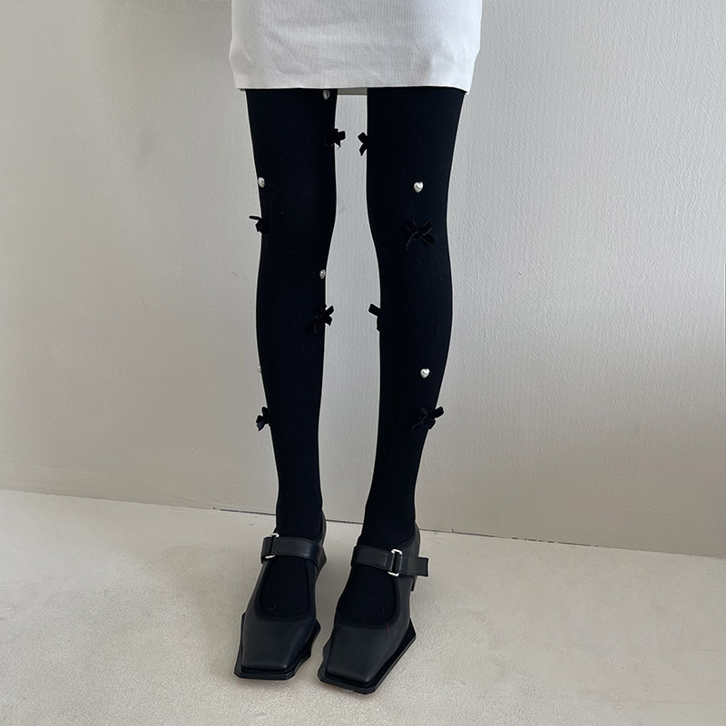 Japanski inspirirane plišaste hulahopke s mašnicom i srcolikim perlicama Lolita stila JK studenticama