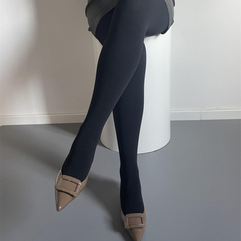 Matne neproziran zimske leggings s flisom, 160D, crne