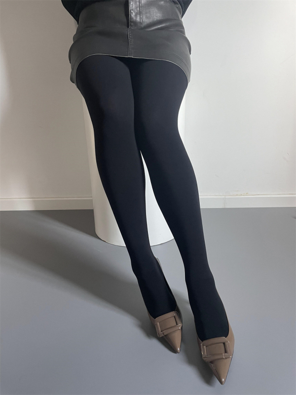 Matne neproziran zimske leggings s flisom, 160D, crne