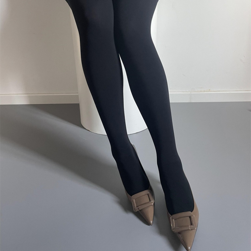 Matne neproziran zimske leggings s flisom, 160D, crne