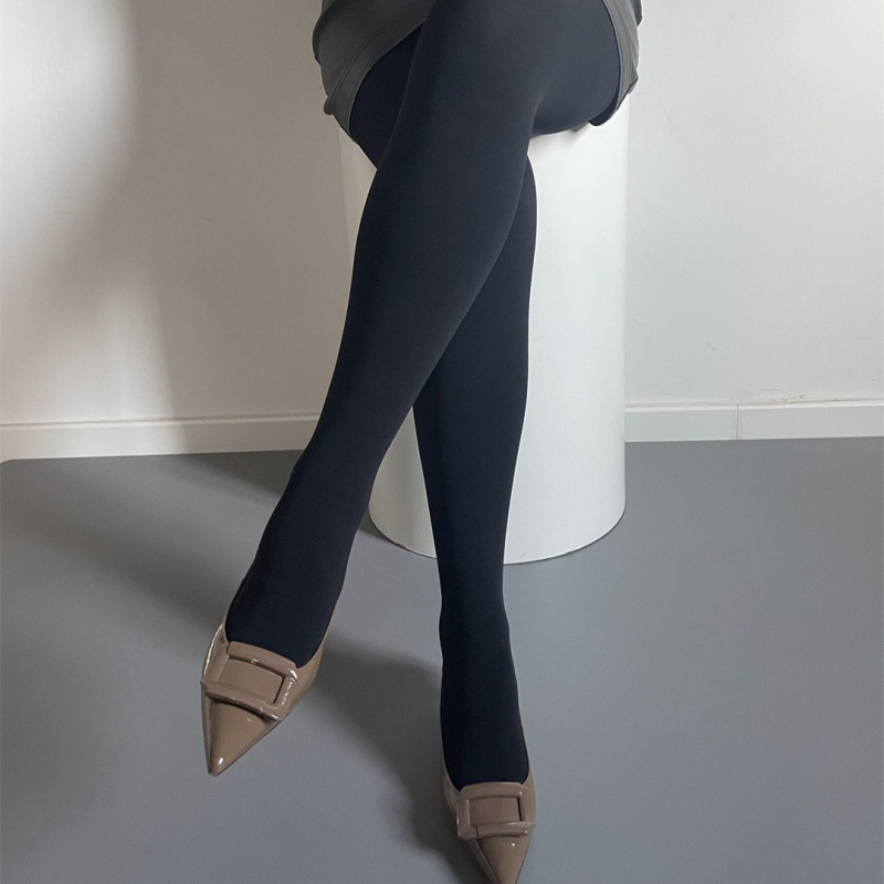 Matne neproziran zimske leggings s flisom, 160D, crne