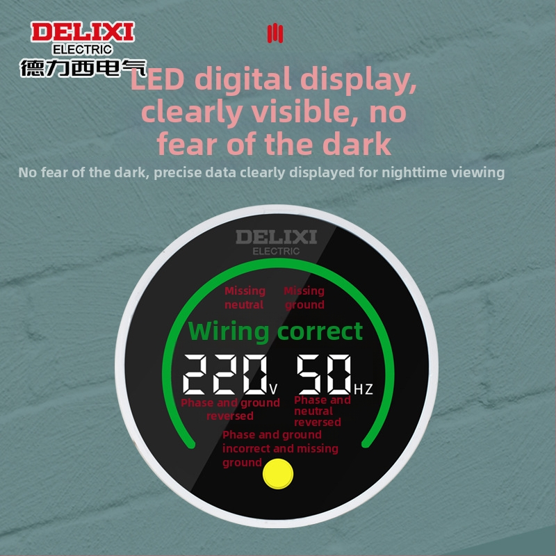 Delixi Electric fázy detektor, detektor napätia, test úniku zo zásuvky, digitálny elektrický detektor, testovacia zástrčka