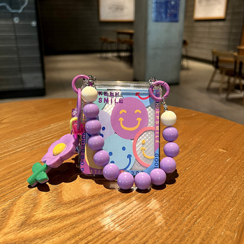 Huawei Pura X kryt s karikatúrkou úsmevu – priehľadný ultra tenký ochranný obal pre skladací displej, s retiazkou na nosenie