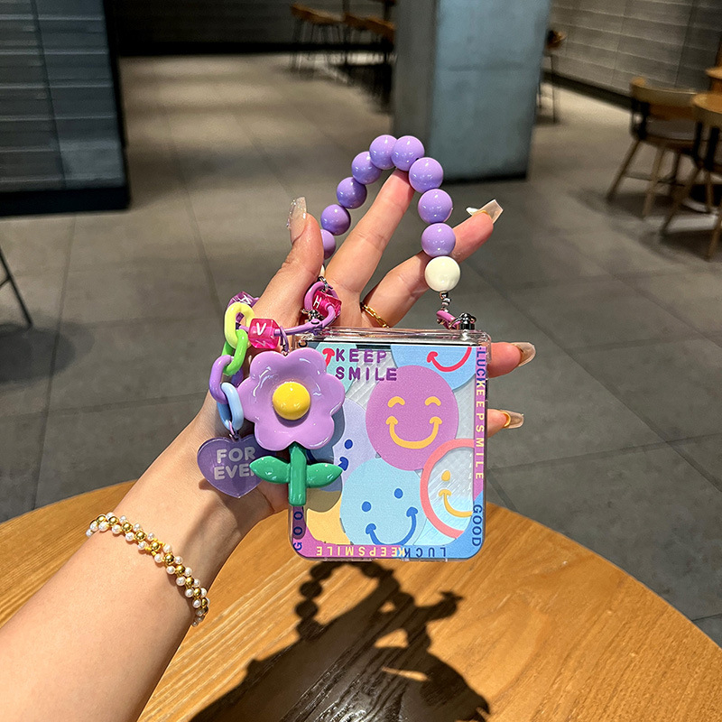 Huawei Pura X kryt s karikatúrkou úsmevu – priehľadný ultra tenký ochranný obal pre skladací displej, s retiazkou na nosenie