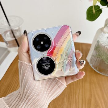 Carcasă flip cu flori curcubeu în ulei pentru Samsung Galaxy Flip5, TPU, protecție la cădere