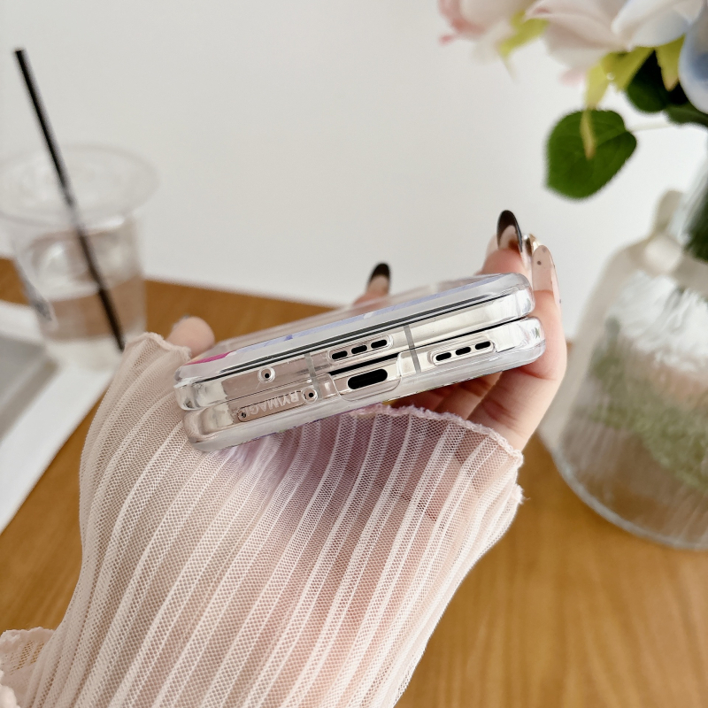 Carcasă flip cu flori curcubeu în ulei pentru Samsung Galaxy Flip5, TPU, protecție la cădere