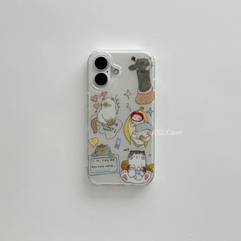 X2 Case Carcasă cu ilustrație pisicuță drăguță pentru iPhone 16 Pro Max