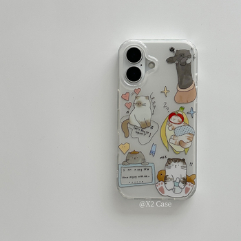 X2 Case Carcasă cu ilustrație pisicuță drăguță pentru iPhone 16 Pro Max