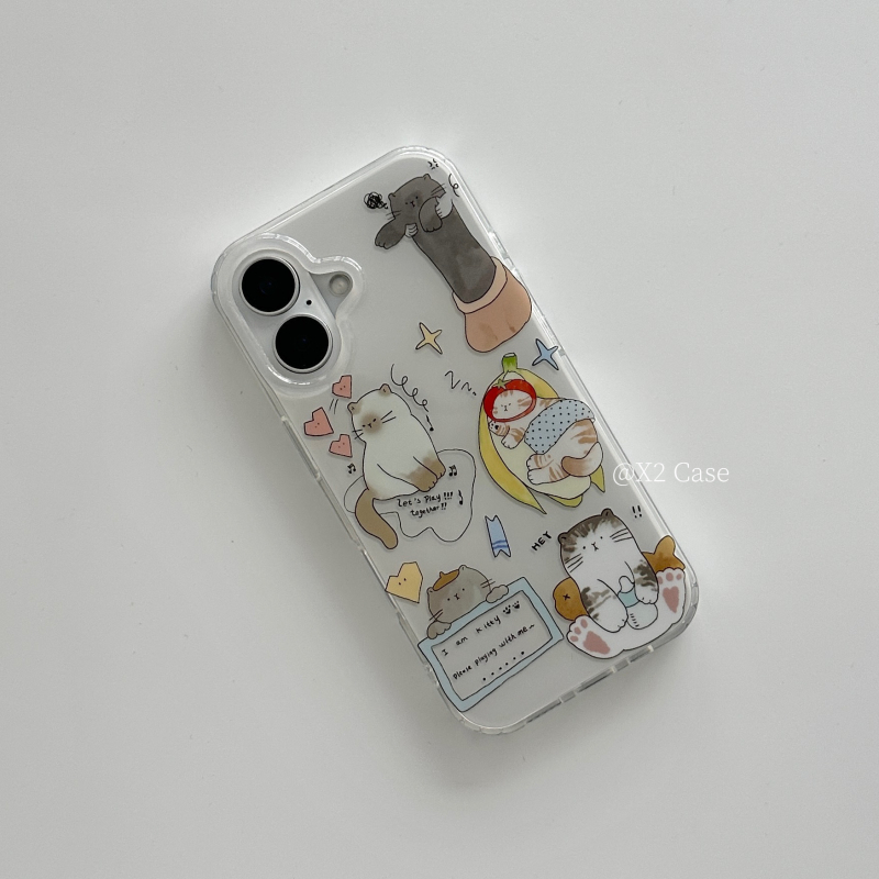 X2 Case Carcasă cu ilustrație pisicuță drăguță pentru iPhone 16 Pro Max