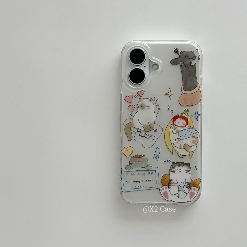 X2 Case Carcasă cu ilustrație pisicuță drăguță pentru iPhone 16 Pro Max