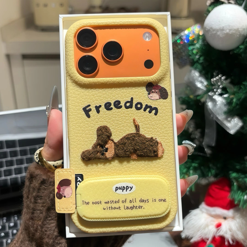 Zimski držač za telefon s izvezenim štenetom, kompatibilan s iPhone 11–14 Pro/Max