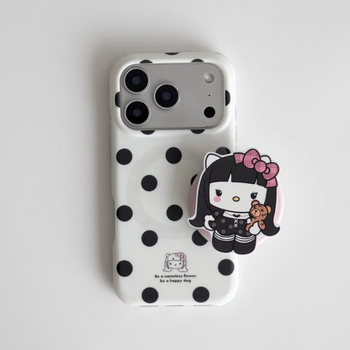 Husă IMD pentru iPhone 17 Pro Max cu motiv cu buline – drăguț, stil coreean, protecție albă