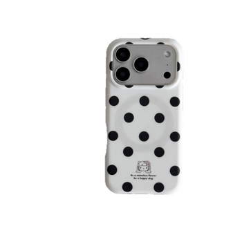 Husă IMD pentru iPhone 17 Pro Max cu motiv cu buline – drăguț, stil coreean, protecție albă