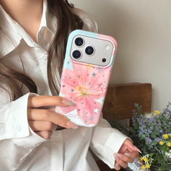 Korejski stil sa zvjezdicama i ružičastim ljiljanom za iPhone 17 Pro Max i iPhone 16, djevojački dizajn, otporan na pad, TPU
