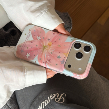Korejski stil sa zvjezdicama i ružičastim ljiljanom za iPhone 17 Pro Max i iPhone 16, djevojački dizajn, otporan na pad, TPU