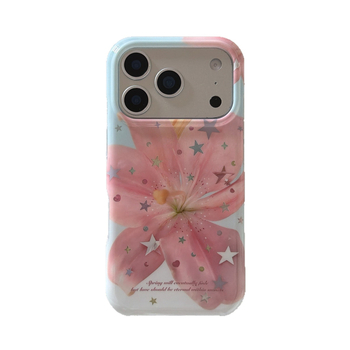 Korejski stil sa zvjezdicama i ružičastim ljiljanom za iPhone 17 Pro Max i iPhone 16, djevojački dizajn, otporan na pad, TPU