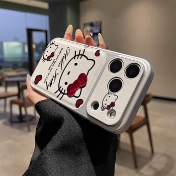Kućište za iPhone 17 Pro Max s roztomljivim KT Cat motivom, mašna i linijski dizajn