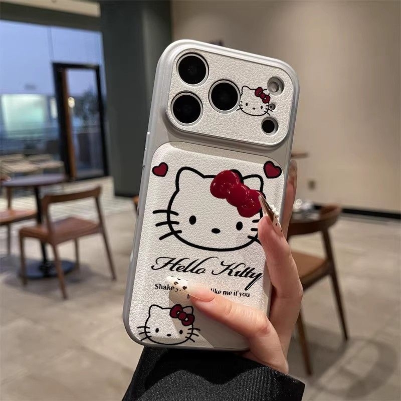 Kućište za iPhone 17 Pro Max s roztomljivim KT Cat motivom, mašna i linijski dizajn