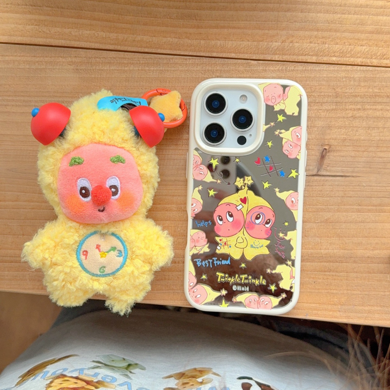 Maska za iPhone s ogledalom, slatki crtani lik zvjezdica, mekano silikonsko kućište, japanski i korejski stil, otpornost na padove