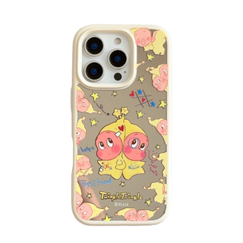 Maska za iPhone s ogledalom, slatki crtani lik zvjezdica, mekano silikonsko kućište, japanski i korejski stil, otpornost na padove