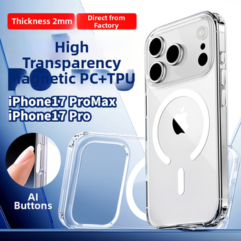 Prozirno magnetsko kućište za iPhone 17 Pro, otporno na ogrebotine, otporno na padove, debljina 2,0 mm