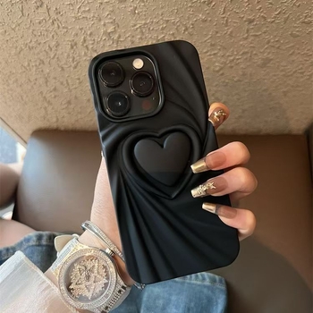 Carcasă din silicon cu design inimă plisată pentru iPhone 17 Pro, 17 Pro Max, 17 Air, 16, 16 Pro, 15 și 14