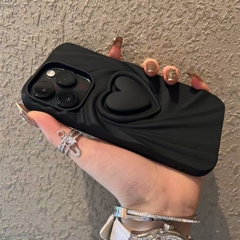Carcasă din silicon cu design inimă plisată pentru iPhone 17 Pro, 17 Pro Max, 17 Air, 16, 16 Pro, 15 și 14