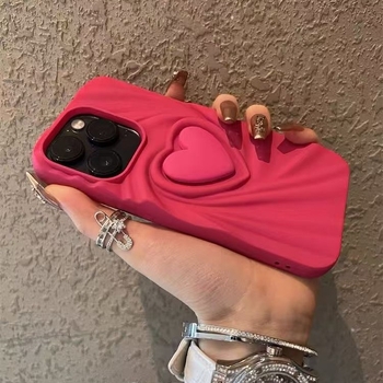 Carcasă din silicon cu design inimă plisată pentru iPhone 17 Pro, 17 Pro Max, 17 Air, 16, 16 Pro, 15 și 14