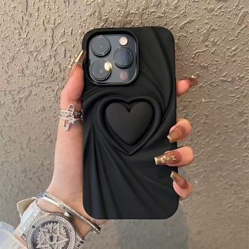 Carcasă din silicon cu design inimă plisată pentru iPhone 17 Pro, 17 Pro Max, 17 Air, 16, 16 Pro, 15 și 14