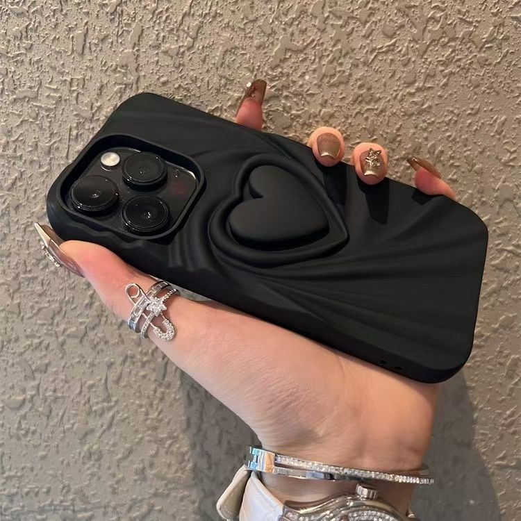 Carcasă din silicon cu design inimă plisată pentru iPhone 17 Pro, 17 Pro Max, 17 Air, 16, 16 Pro, 15 și 14