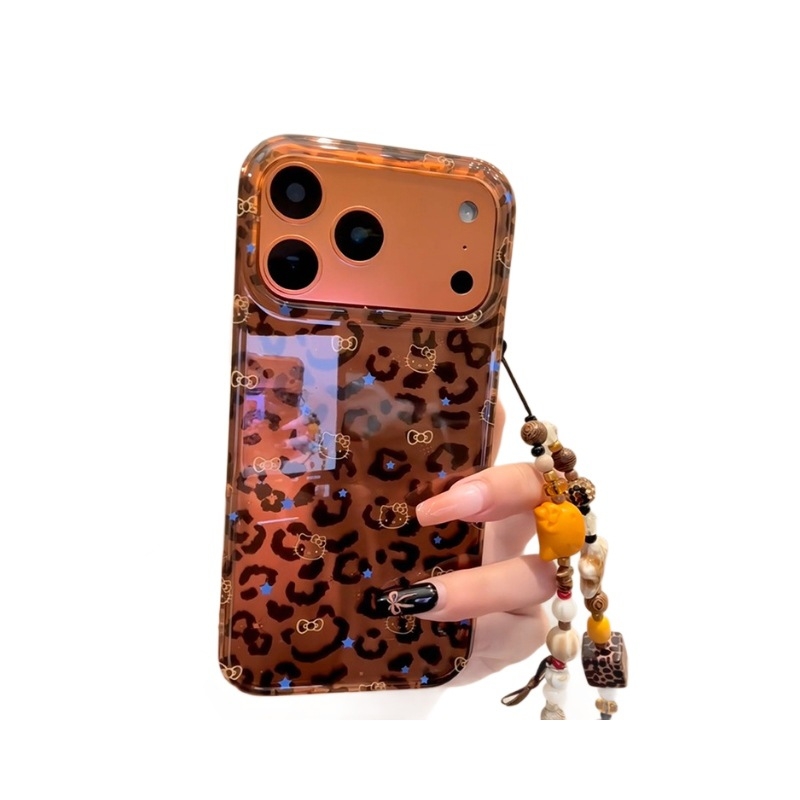 Silikonsko kućište s Maillard smeđim leopard uzorkom i zvjezdicama za iPhone 17 Pro Max
